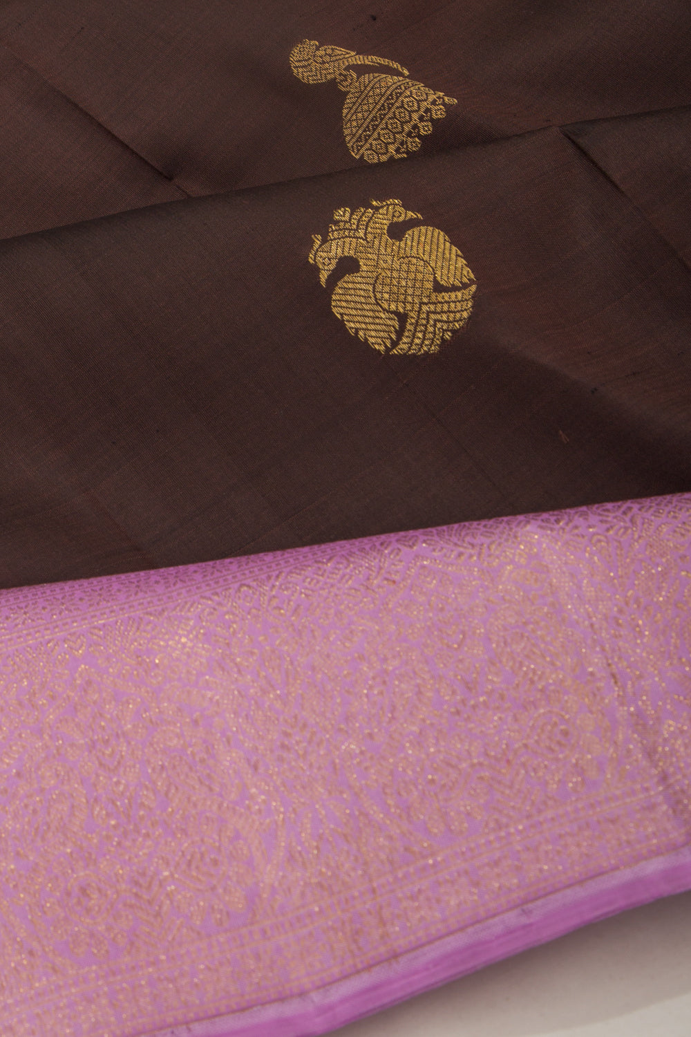 Kanchipuram Silk Butta Brown Saree