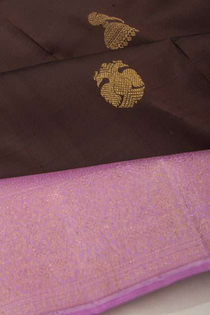Kanchipuram Silk Butta Brown Saree