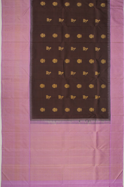 Kanchipuram Silk Butta Brown Saree