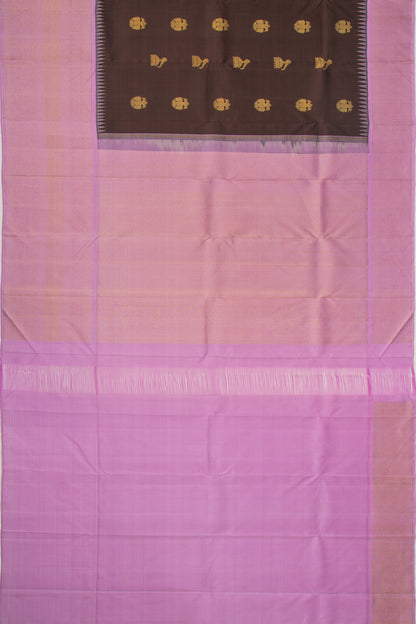 Kanchipuram Silk Butta Brown Saree