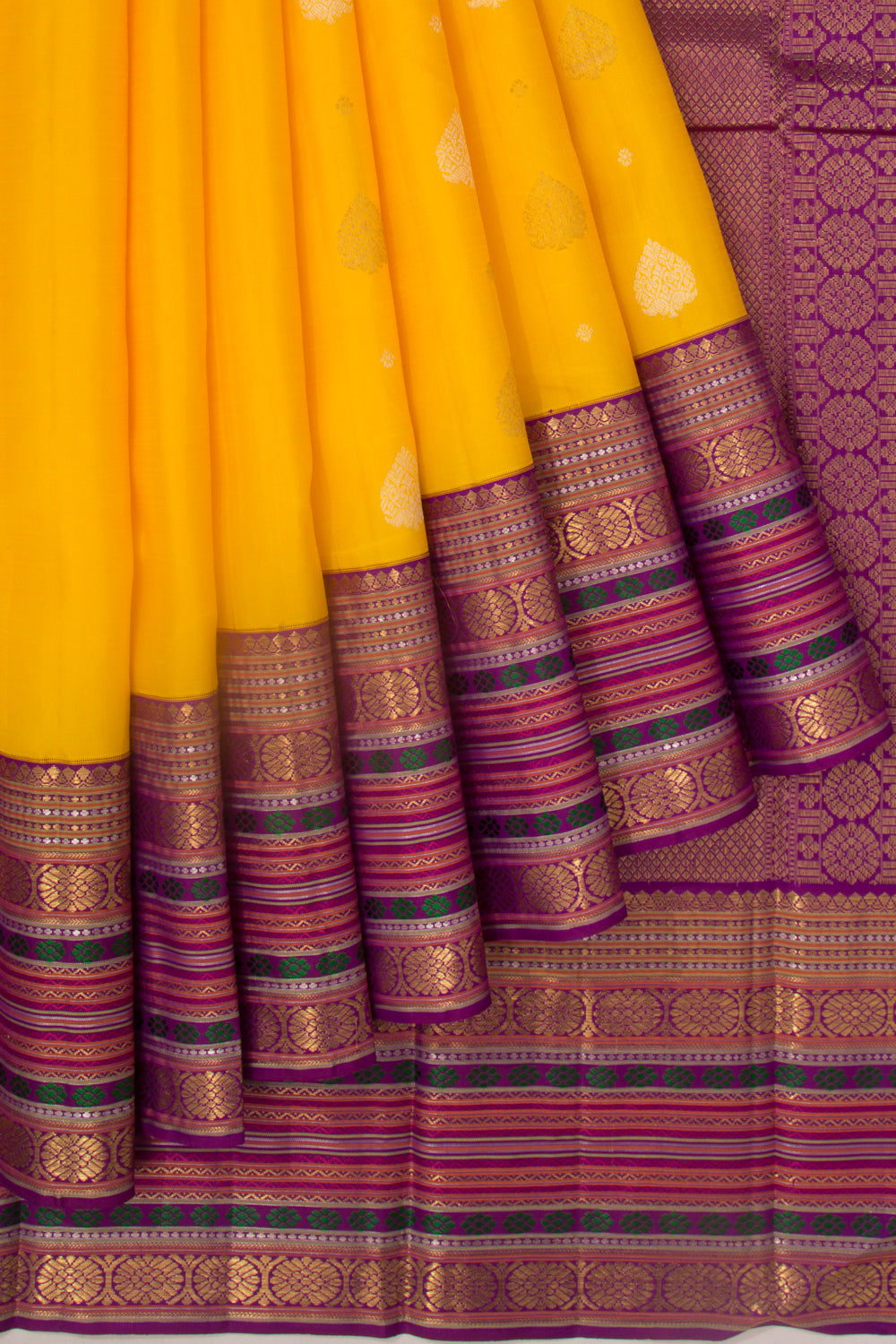 Kanchipuram Silk Butta Yellow Saree