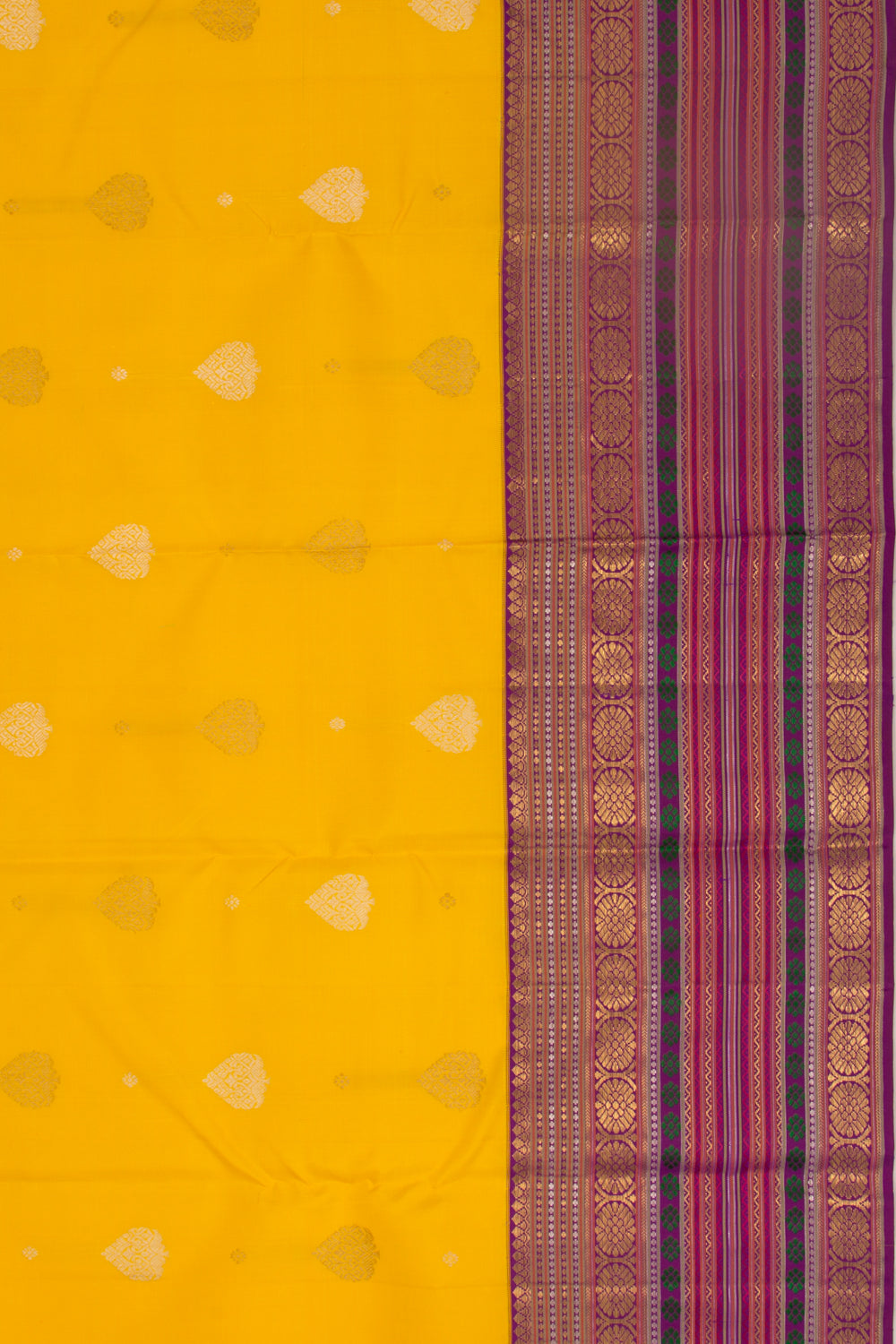 Kanchipuram Silk Butta Yellow Saree