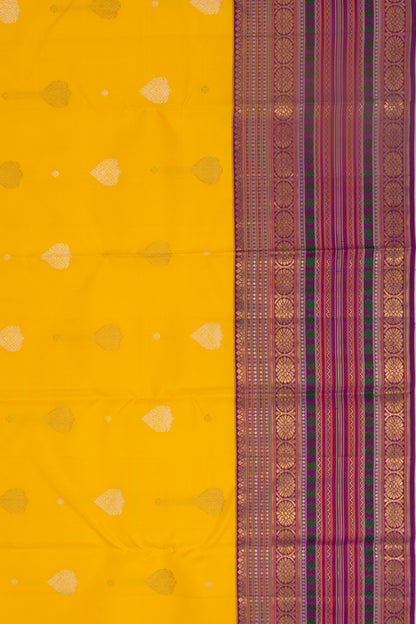 Kanchipuram Silk Butta Yellow Saree
