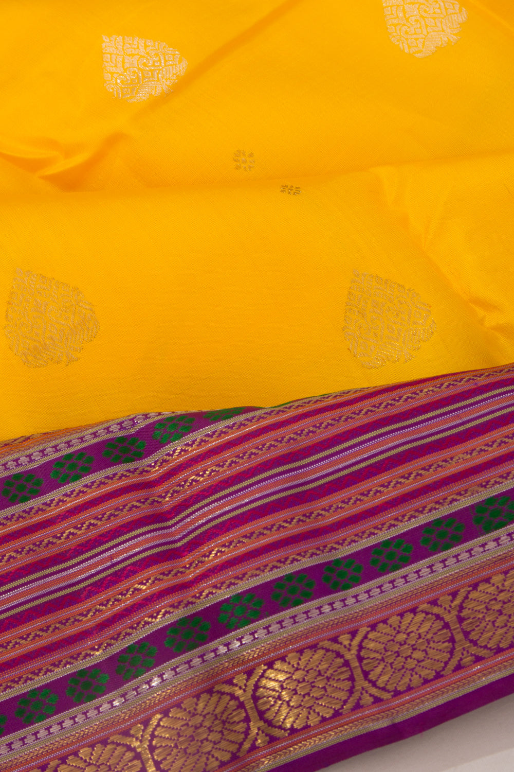 Kanchipuram Silk Butta Yellow Saree