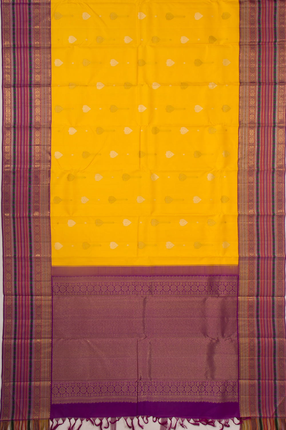Kanchipuram Silk Butta Yellow Saree