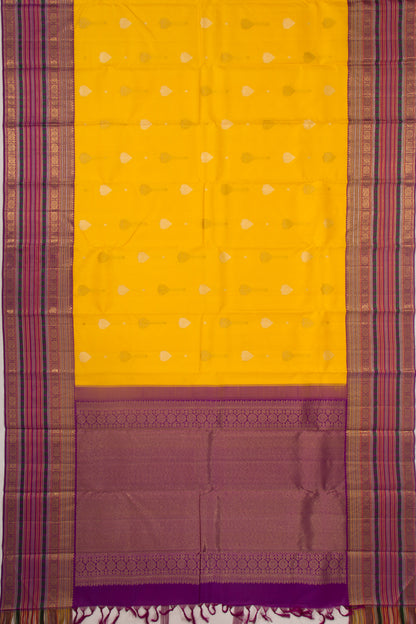 Kanchipuram Silk Butta Yellow Saree
