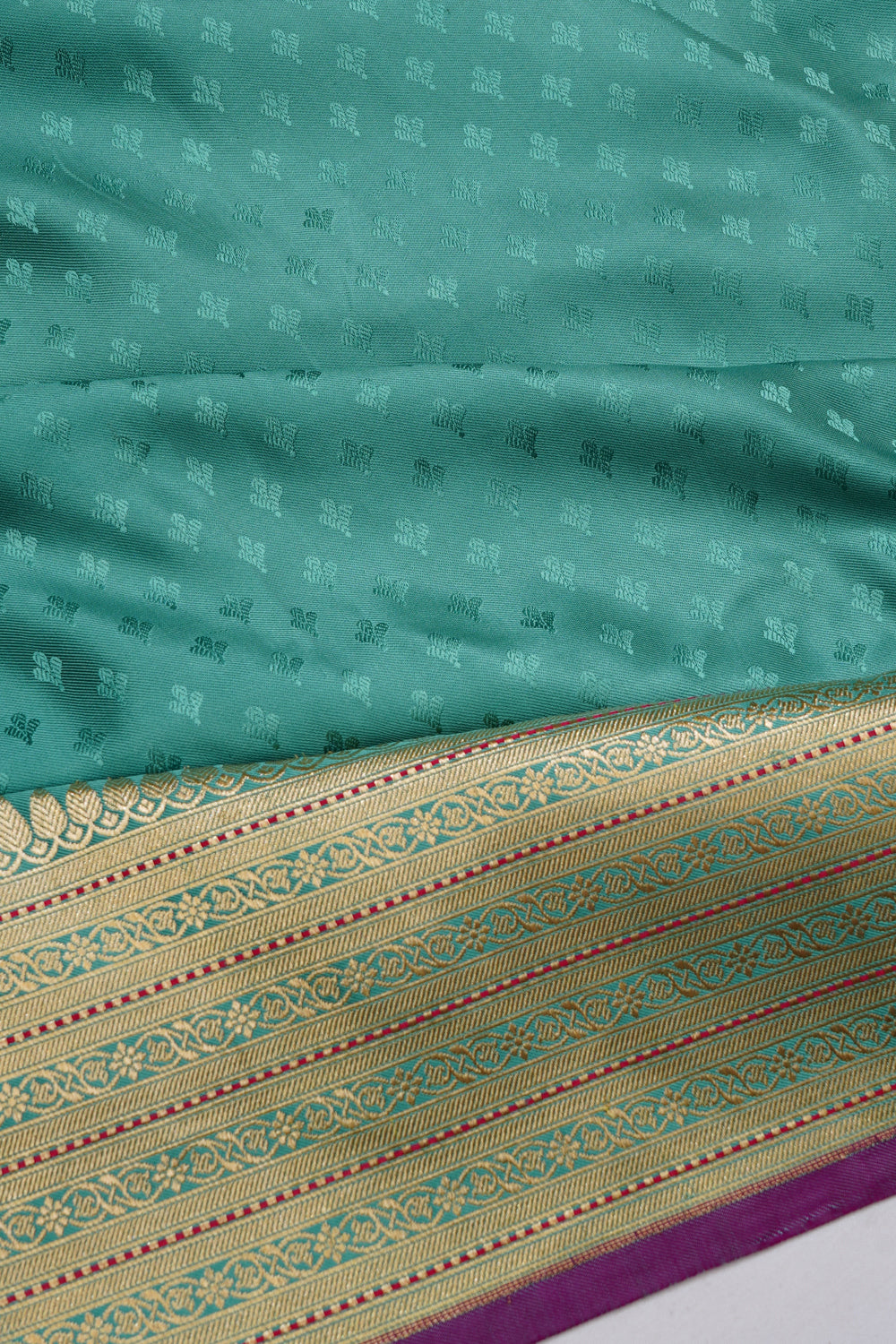 Banarasi Silk Jacquard Butta Sea Green Saree 1213495851