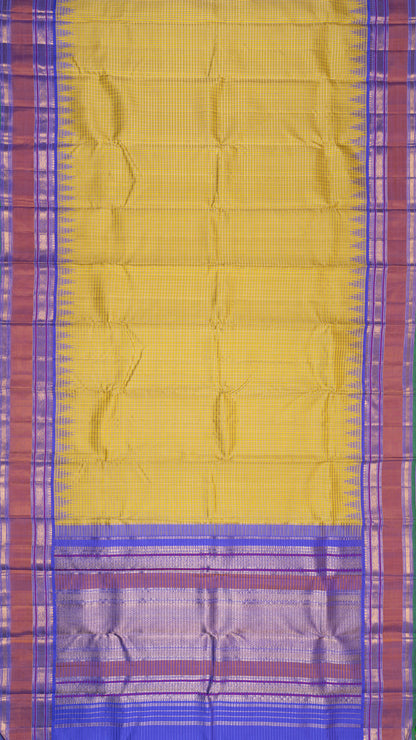 Kanchipuram Silk Checks Mehendi Green Saree