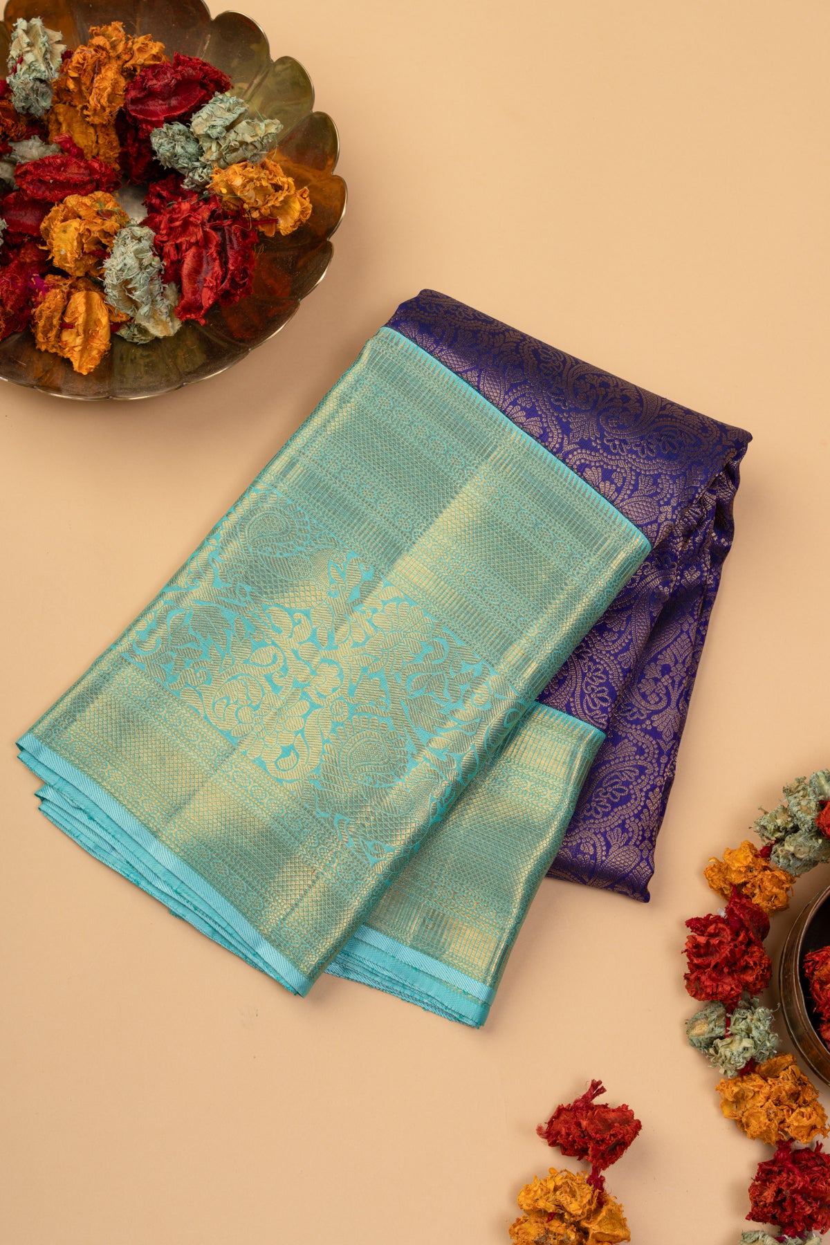 Kanchipuram Silk Brocade Royal Blue Saree