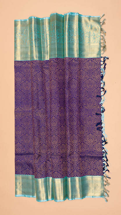 Kanchipuram Silk Brocade Royal Blue Saree