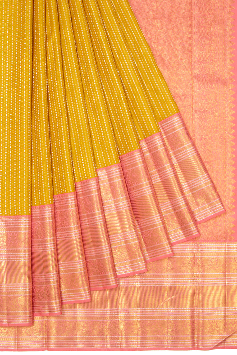 Kanchipuram Silk Brocade Yellow Saree