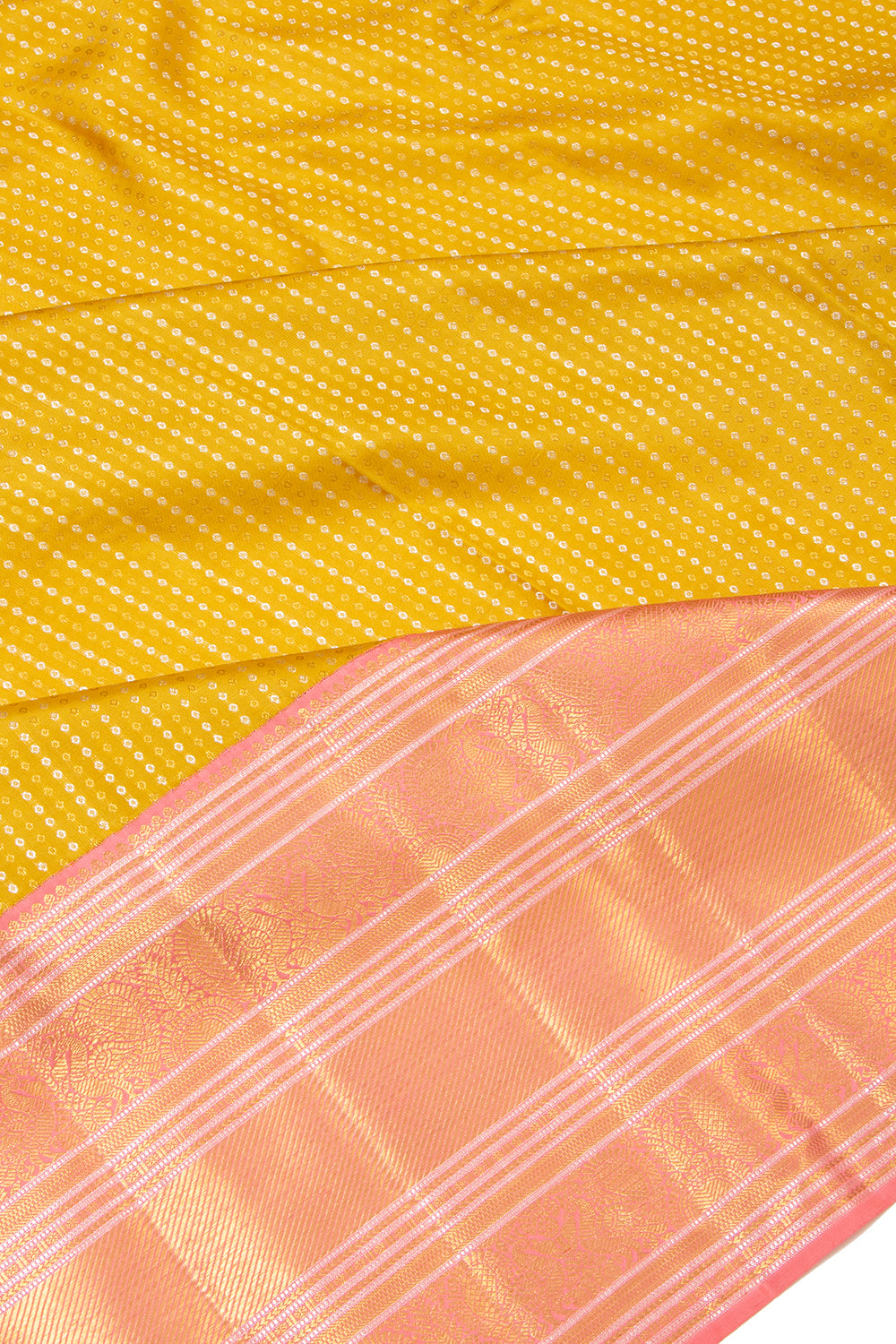 Kanchipuram Silk Brocade Yellow Saree