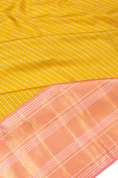 Kanchipuram Silk Brocade Yellow Saree