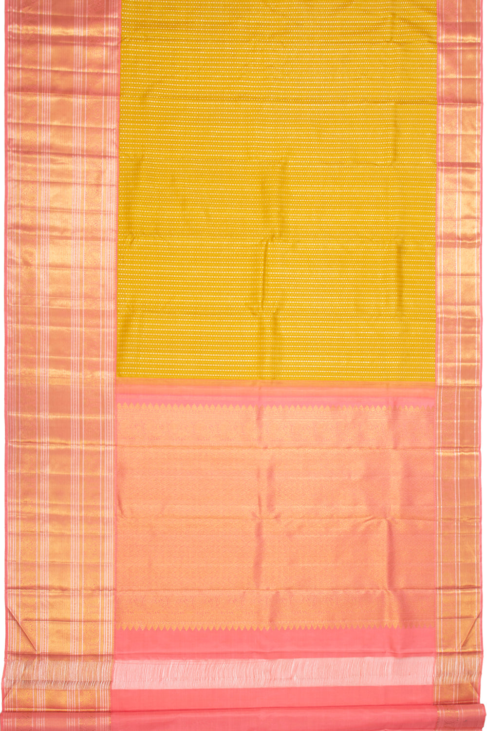 Kanchipuram Silk Brocade Yellow Saree