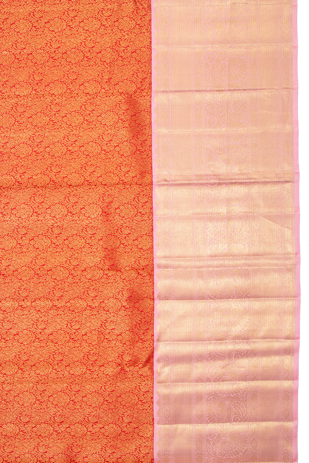 Kanchipuram Silk Brocade Orange Saree