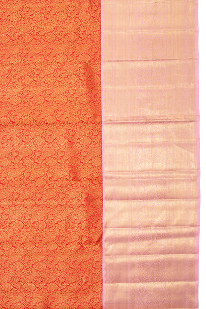 Kanchipuram Silk Brocade Orange Saree