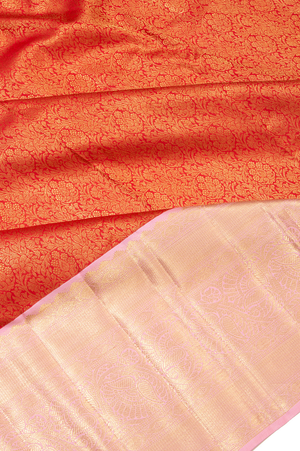 Kanchipuram Silk Brocade Orange Saree