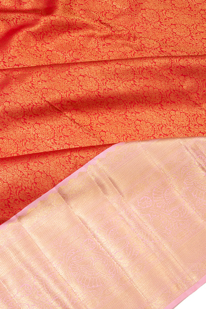 Kanchipuram Silk Brocade Orange Saree