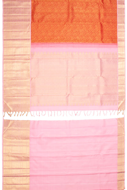 Kanchipuram Silk Brocade Orange Saree