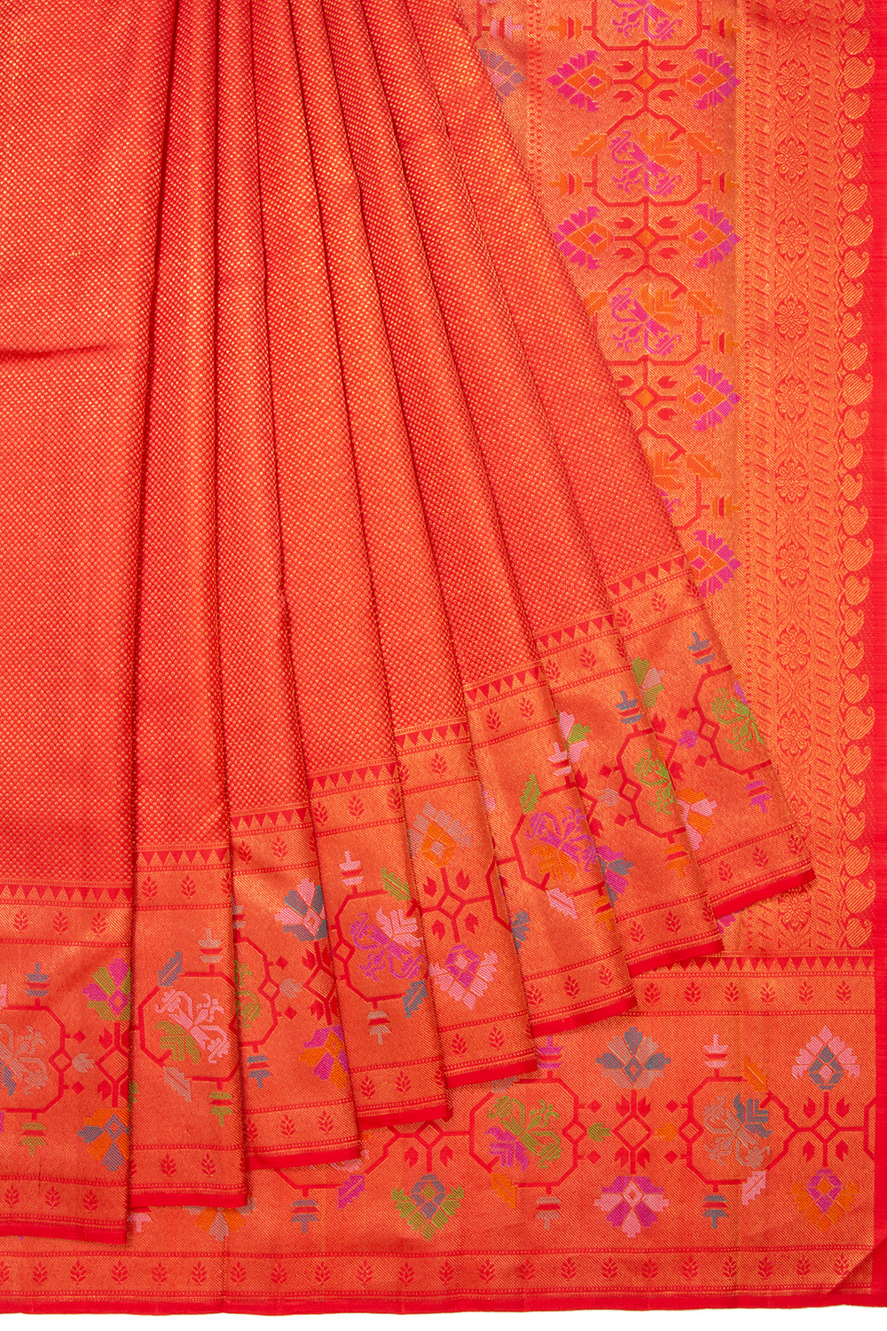 Kanchipuram Silk Tissue Brocade Red Saree