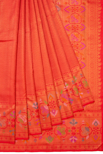 Kanchipuram Silk Tissue Brocade Red Saree