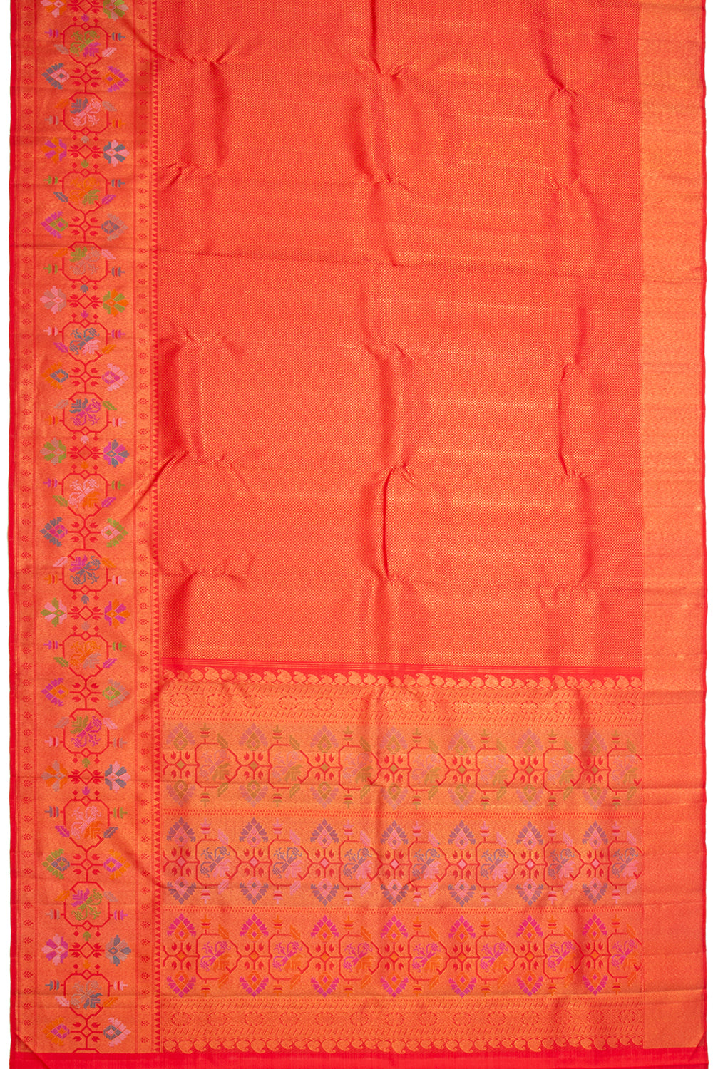 Kanchipuram Silk Tissue Brocade Red Saree