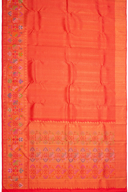 Kanchipuram Silk Tissue Brocade Red Saree