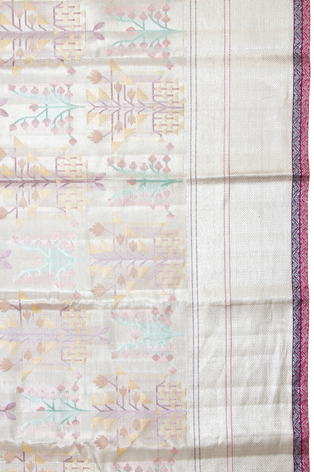 Kanchipuram Silk Tissue Brocade Silver Saree