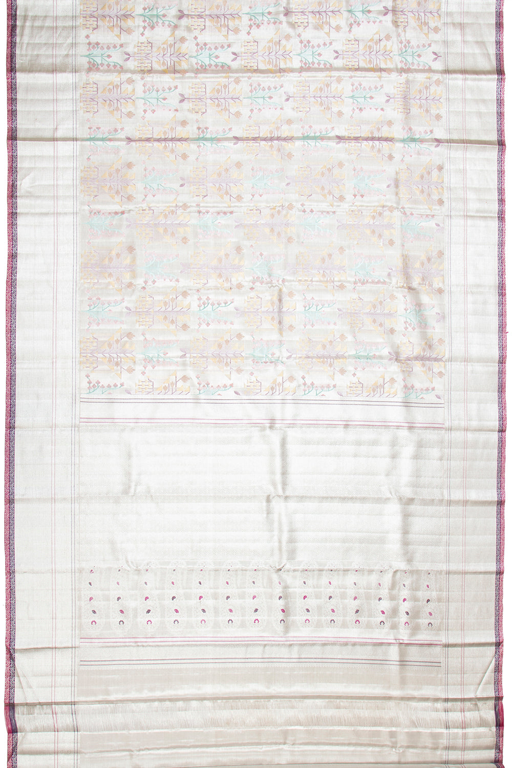 Kanchipuram Silk Tissue Brocade Silver Saree