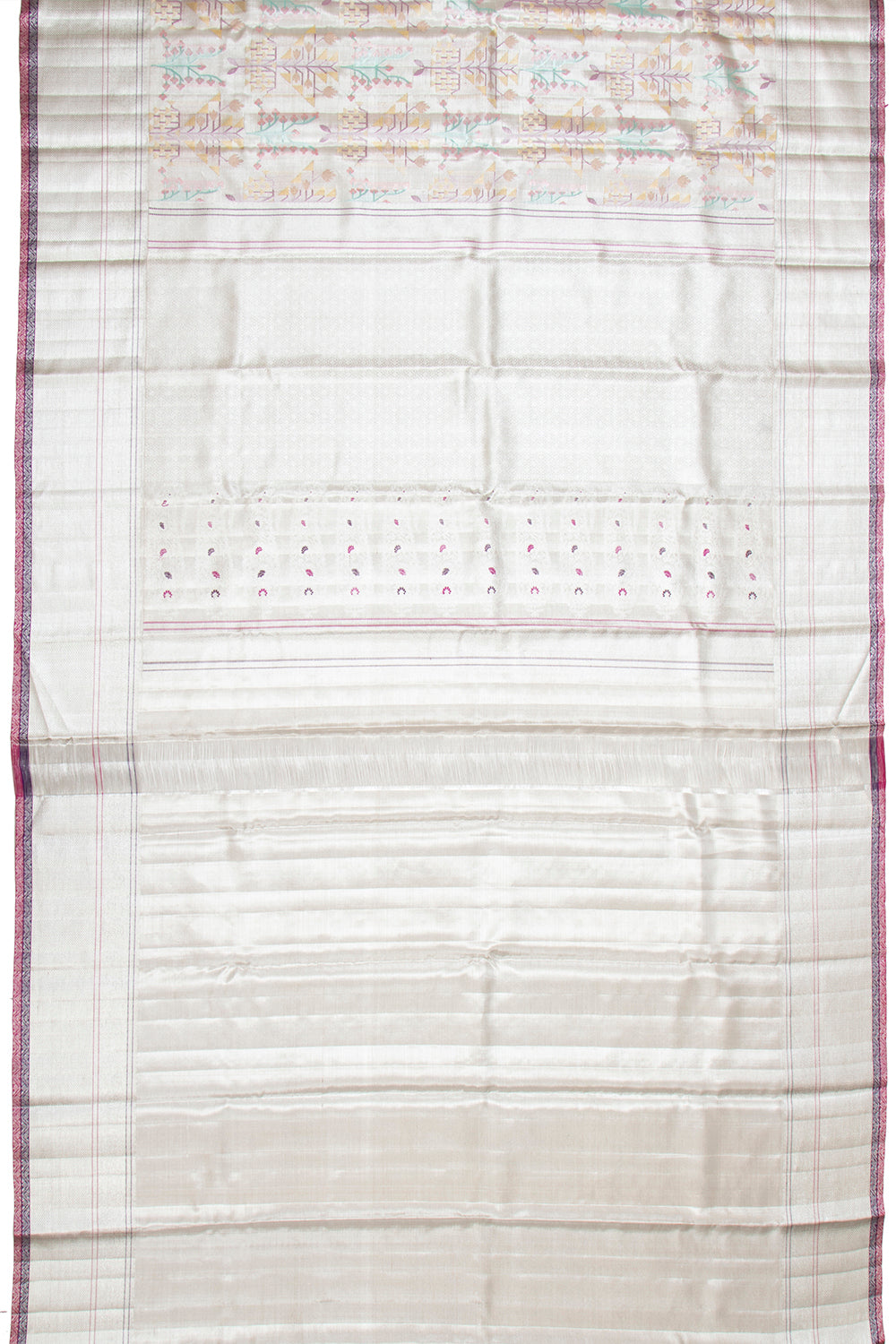 Kanchipuram Silk Tissue Brocade Silver Saree