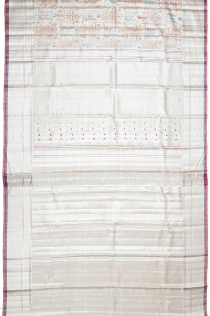 Kanchipuram Silk Tissue Brocade Silver Saree