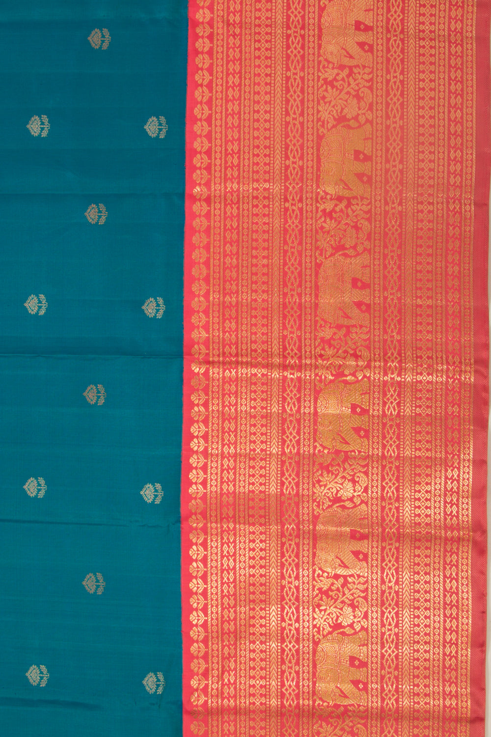 Kanchipuram Silk Butta Teal Blue Saree