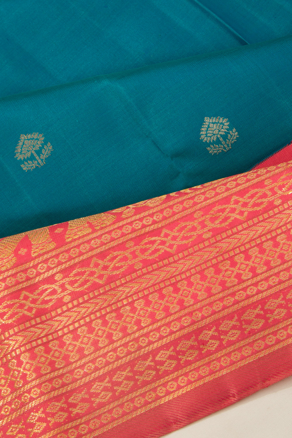 Kanchipuram Silk Butta Teal Blue Saree