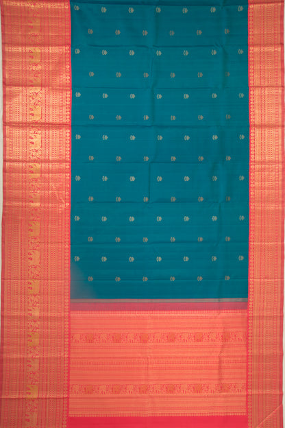 Kanchipuram Silk Butta Teal Blue Saree