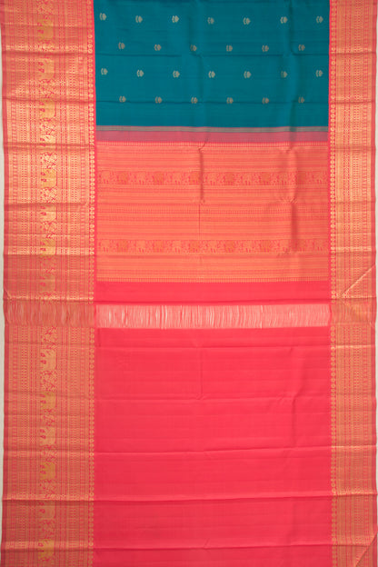 Kanchipuram Silk Butta Teal Blue Saree