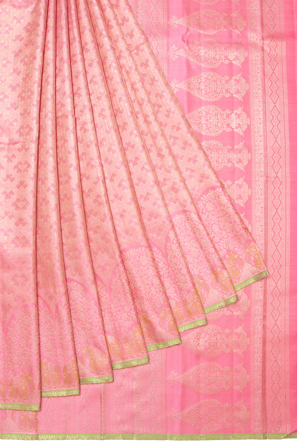Kanchipuram Silk Brocade Baby Pink Saree