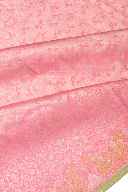 Kanchipuram Silk Brocade Baby Pink Saree