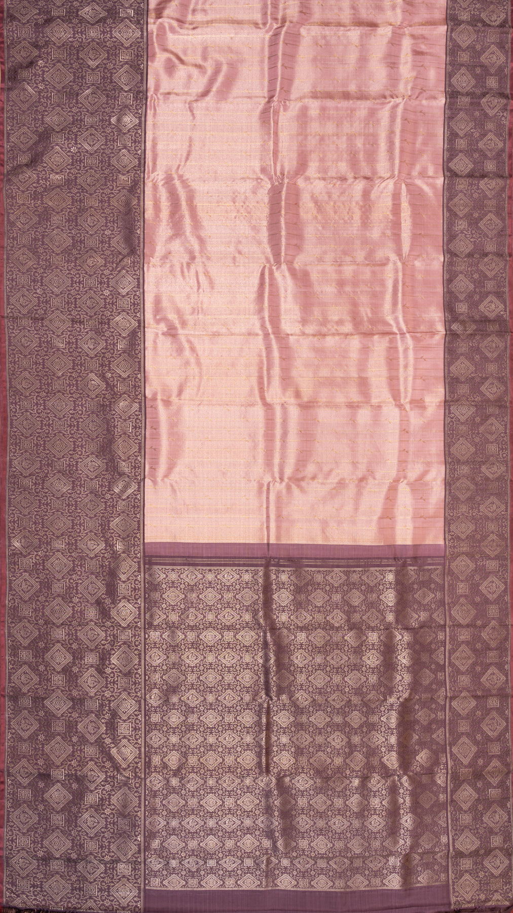 Kanchipuram Silk Tissue Vertical Lines Baby Pink Saree