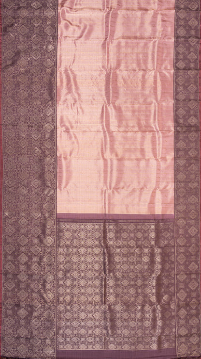 Kanchipuram Silk Tissue Vertical Lines Baby Pink Saree
