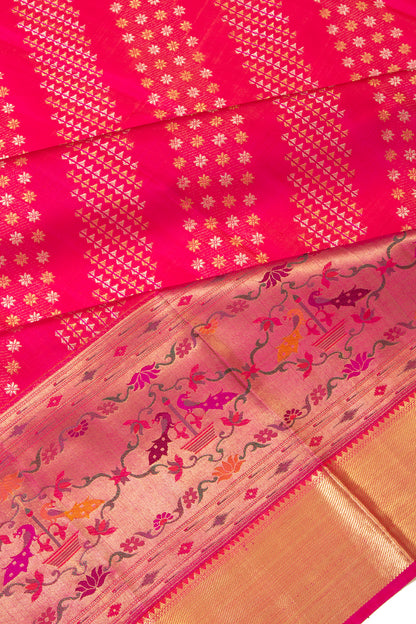 Kanchipuram Silk Brocade Pink Saree