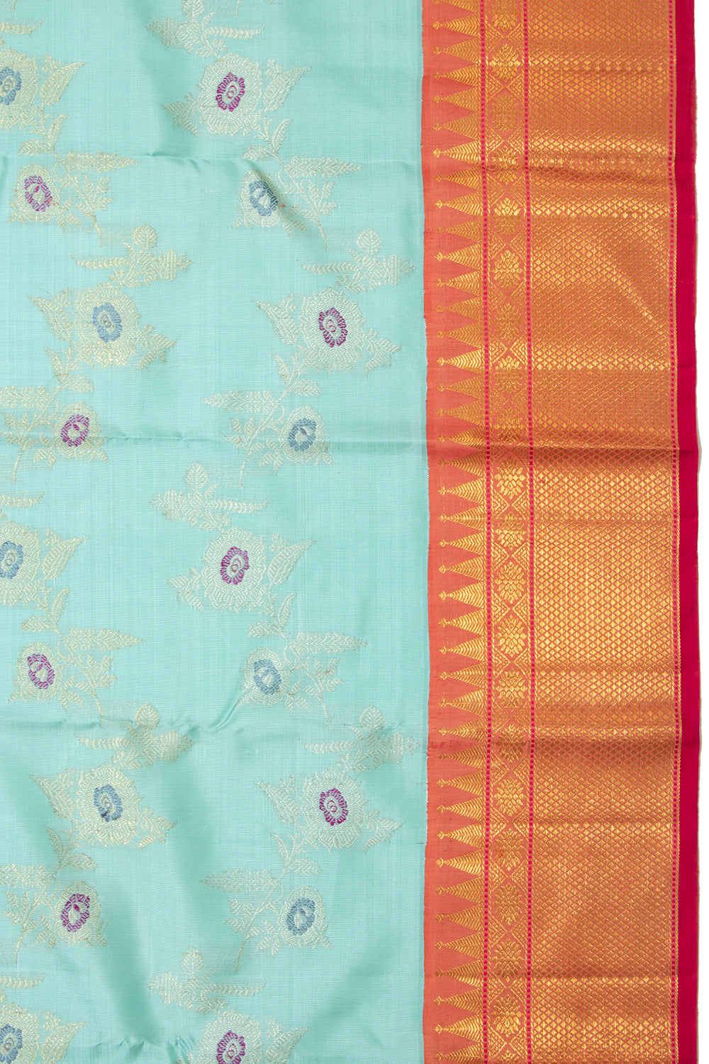 Kanchipuram Silk Jaal Sky Blue Saree