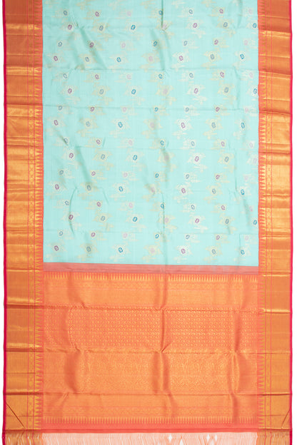 Kanchipuram Silk Jaal Sky Blue Saree