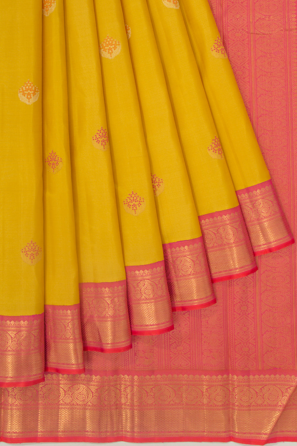 Kanchipuram Silk Butta Yellow Saree