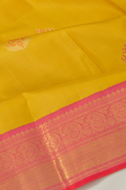 Kanchipuram Silk Butta Yellow Saree