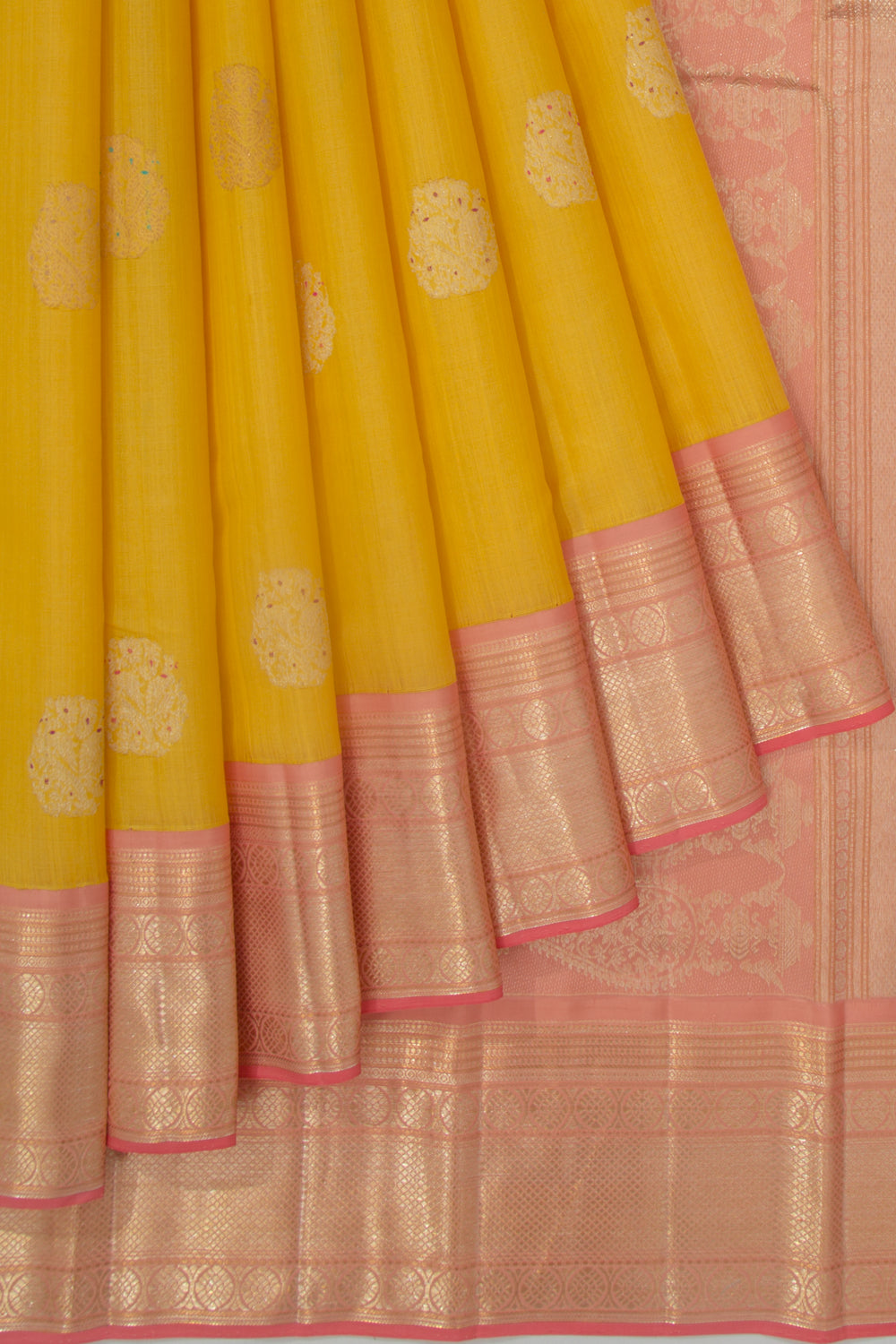 Kanchipuram Silk Butta Yellow Saree