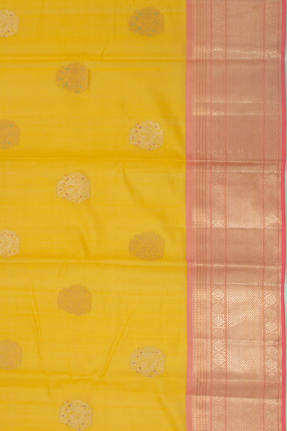 Kanchipuram Silk Butta Yellow Saree