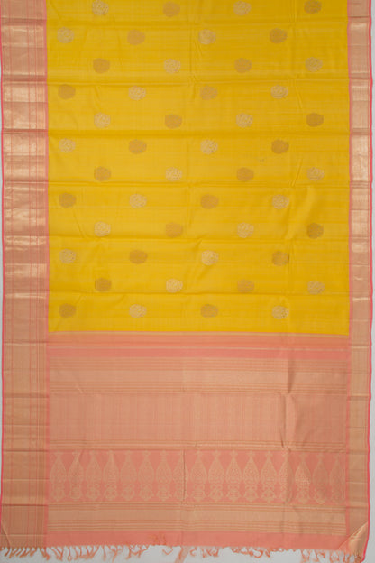 Kanchipuram Silk Butta Yellow Saree