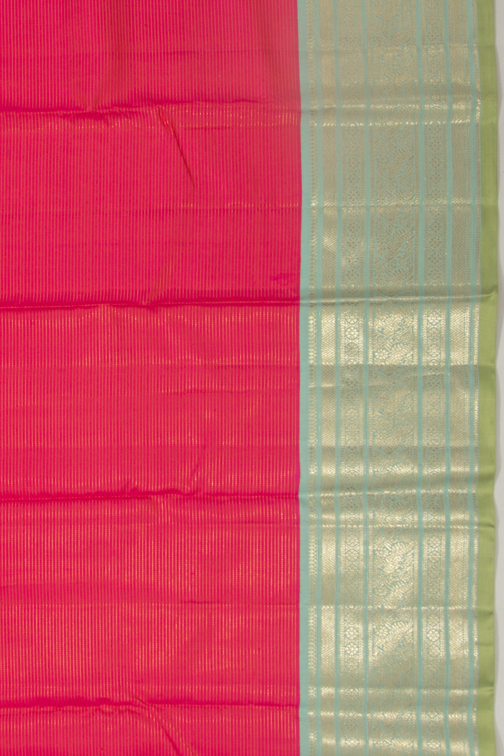 Kanchipuram Silk Horizontal Lines Pink Saree