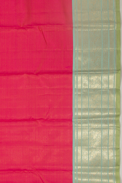 Kanchipuram Silk Horizontal Lines Pink Saree