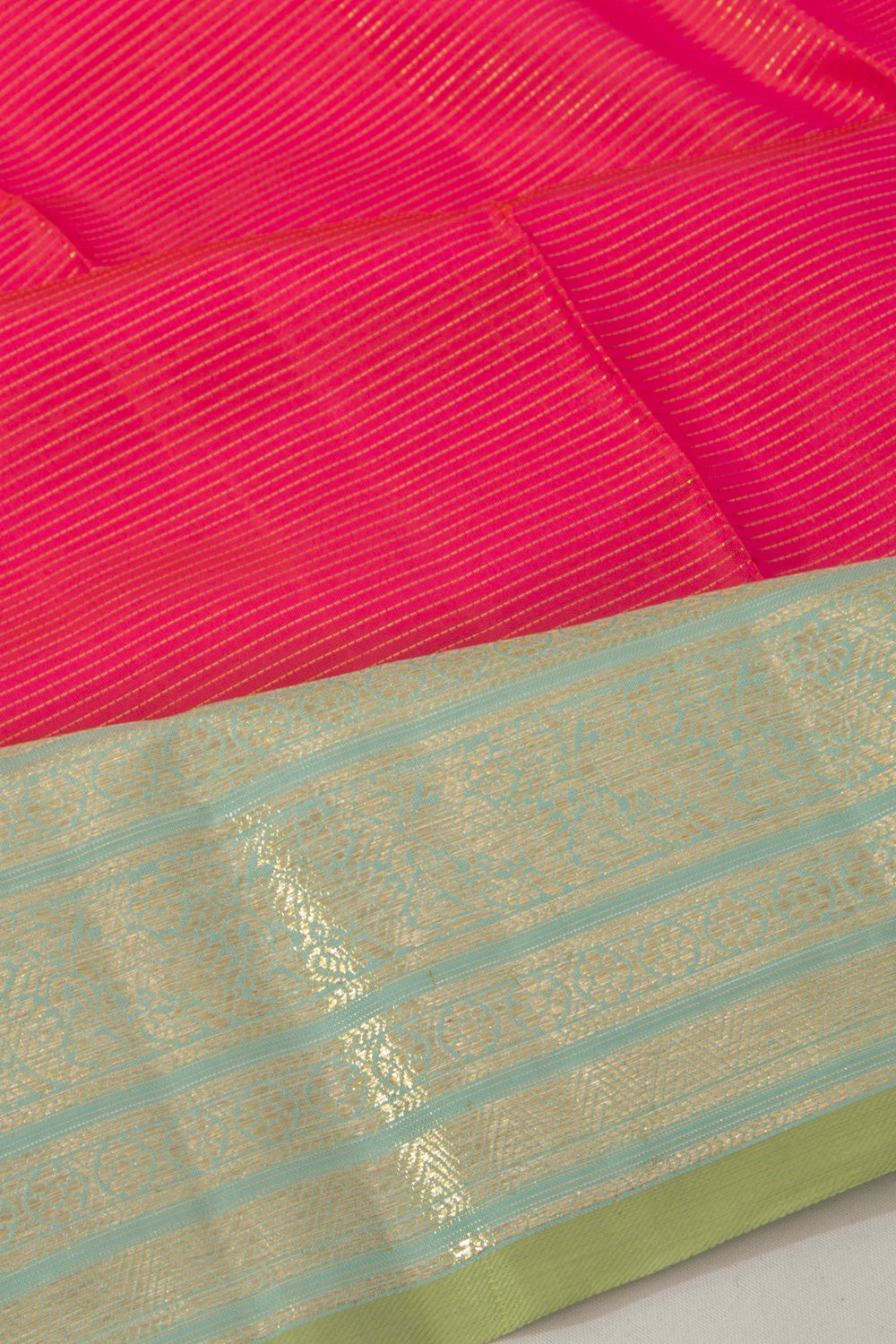 Kanchipuram Silk Horizontal Lines Pink Saree